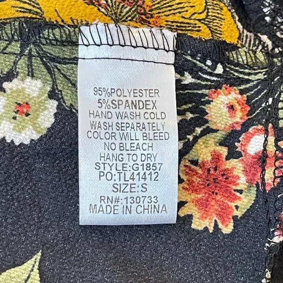 Umgee Small Dress Tunic Black Fall Summer Floral Boho Babydoll - Picture 5 of 6